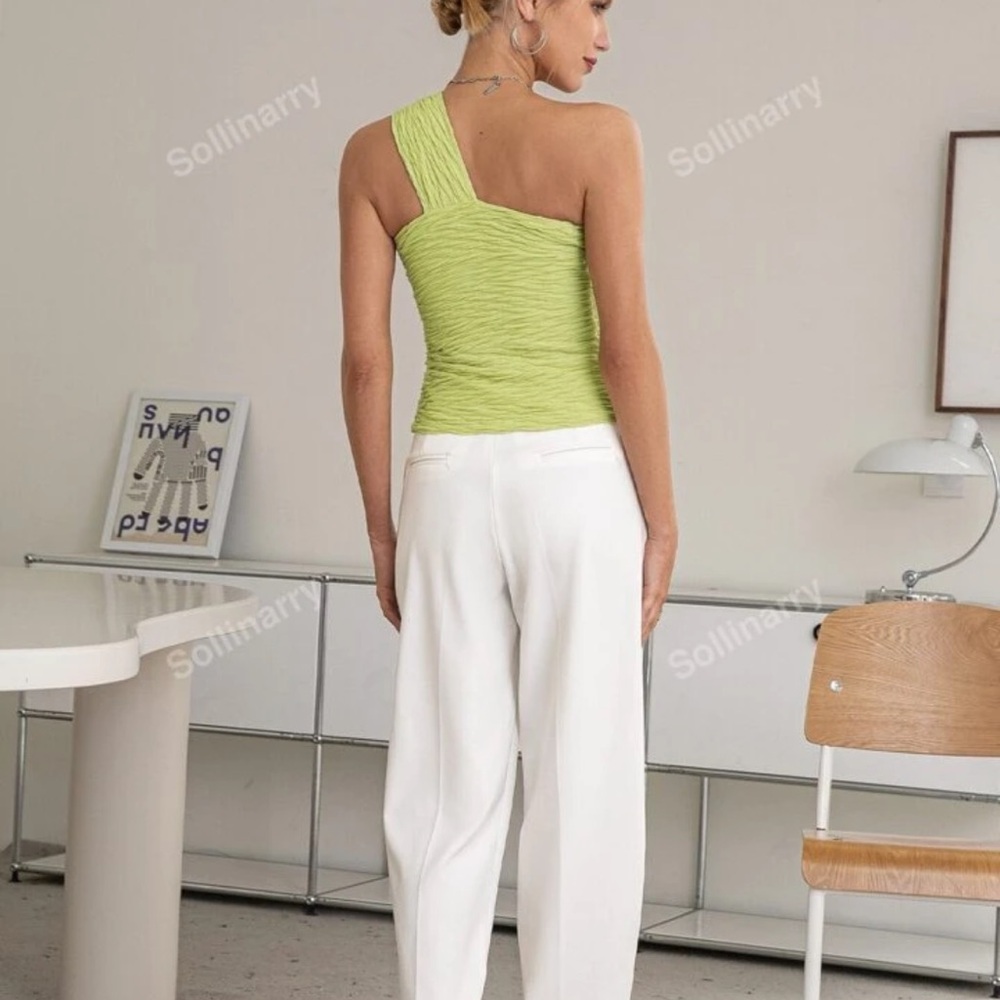 Lime Green One-Shoulder Top - Picture 6 of 10